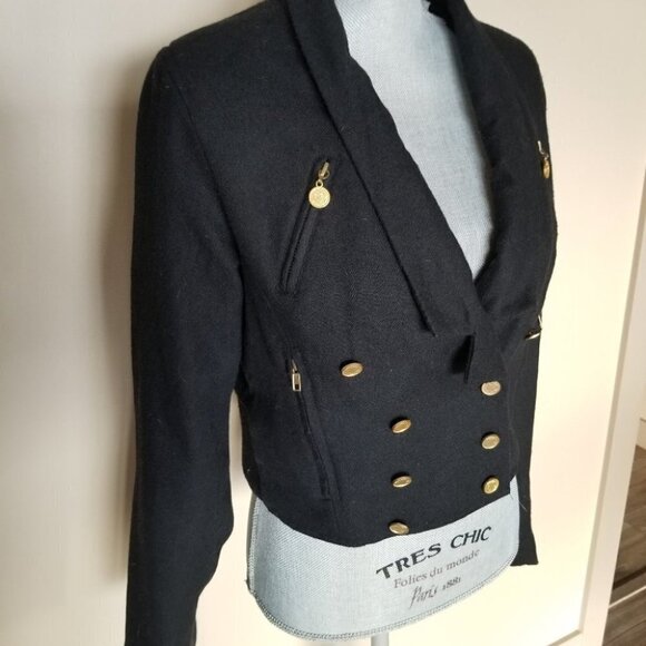 One Teaspoon Cadet Blazer Cropped  Black with Gold buttons Medium - Picture 3 of 15